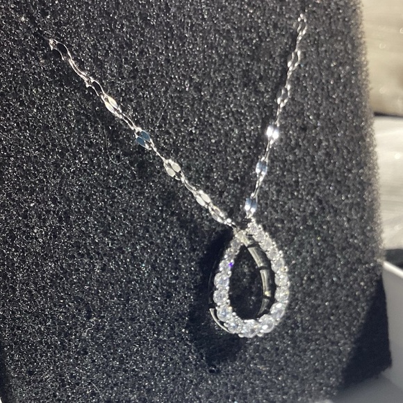 💋Sterling Silver  CZ Diamond Infinity Waterdrop Necklace - Picture 3 of 14